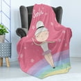 thumbnail image 4 of Retro Soft Flannel Fleece Throw Blanket, Hand Drawn Little Ballerina Girl Doing Pique Turns on a Rainbow Colored Stage, Cozy Plush for Indoor and Outdoor Use, 50" x 60", Multicolor, by Ambesonne, 4 of 5