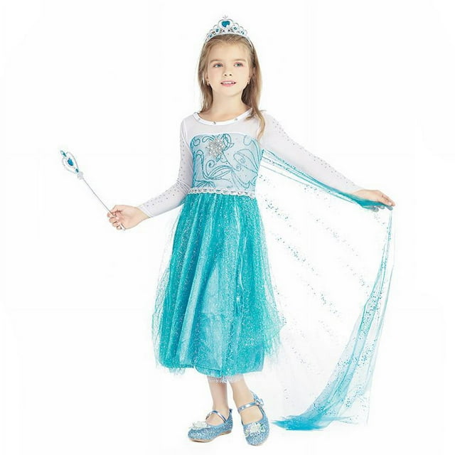 Vestido de princesa para niñas de Navidad Vestido de manga larga para niñas Reina