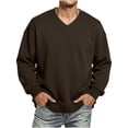 thumbnail image 6 of Zylanna Men's Big & Tall Long Sleeve Sweatshirt, V-Neck Loose Fit Solid Color Fall and Winter Casual Pullover Tops for Daily Wear Brown, 6 of 9