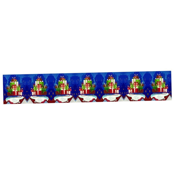 Camino de mesa de algodón y lino con estampado navideño, tapiz de doble cara 03