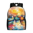 thumbnail image 1 of Fotbe Colorful Fishing Boats Mochila de Viaje para Laptop, Mochila Ejecutiva Delgada y Resistente 15.6", 1 of 8