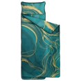 thumbnail image 2 of Green and Gold Marble Pattern Teens Toddler Nap Mat with Pillow, Sleeping Mat Bag for Preschool Daycare 60"x20", 2 of 4