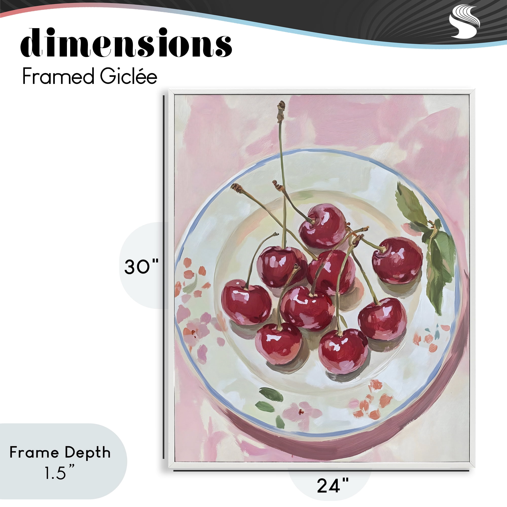 Stupell Industries Plate of Summer Cherries White Framed Giclee Art, design by The Prints Vibe