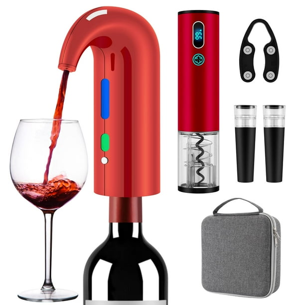 Set de Destapador de Botellas Eléctrico para Vino Higfra Recargable Rojo