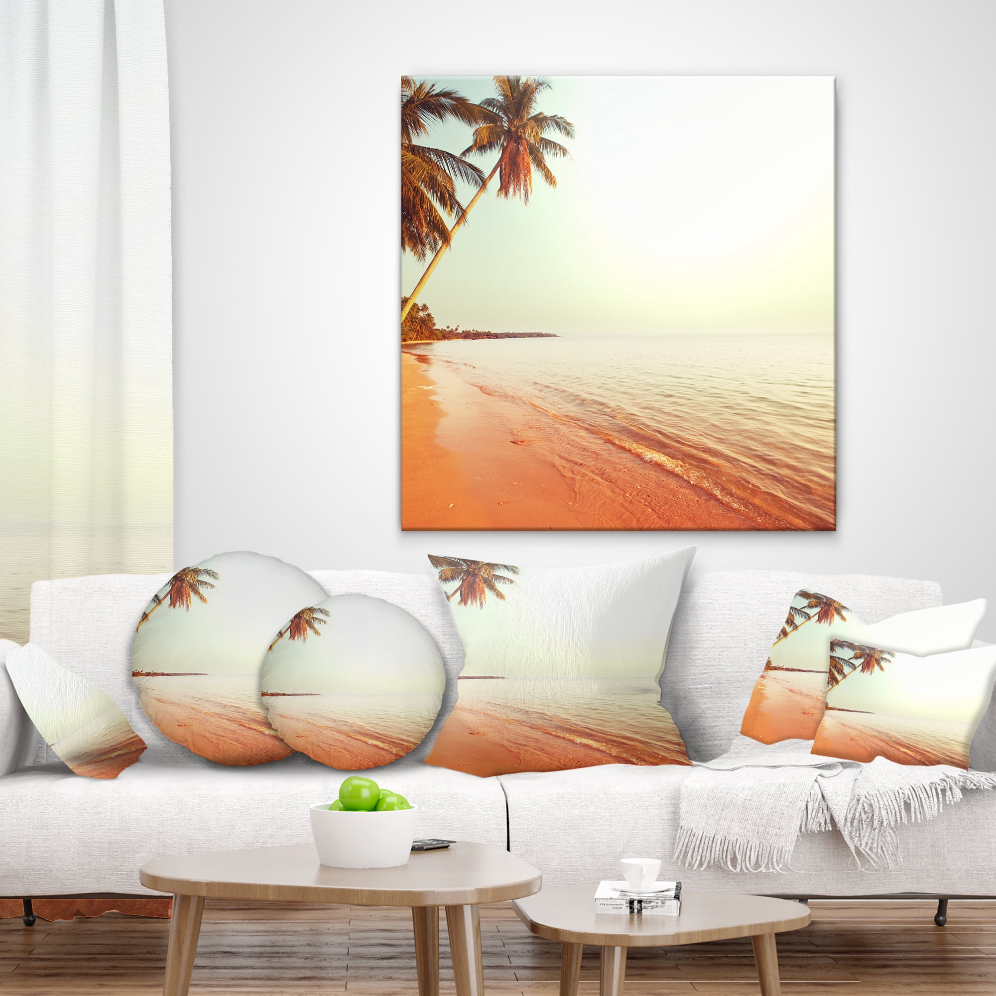 Designart 18" x 18" White Polyester Throw Pillow