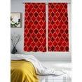 thumbnail image 4 of Red Geometric Semi Sheer Curtains 72 Inch Length 2 Panels Set, Modern Morocco Abstract Art Sheer Kitchen Curtain Privacy Voile Window Curtain for Living Room Bedroom Rod Pocket Drapes, 4 of 7