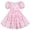 Pink, variant on Girls Dress Pink Embroidery Square Neck Lantern Puff Short Sleeve 5 Years