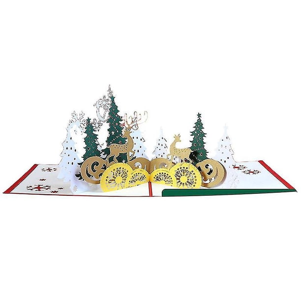 Tarjeta de felicitación de Navidad 3d, tarjeta de mensaje de bendición tridimensional plegable portátil para vacaciones de Navidad