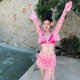 thumbnail image 2 of Conjunto de Bikini pequeño con realce para mujer, traje de baño pequeño con Tanga, Color contrastante, estilo brasileño, 2024, 2 of 5