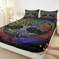 thumbnail image 3 of Manfei Hippie Life Tree Full Size Sheets for Kids, Vintage Bohemian Botanical Bed Sheets, Galaxy Stars Print Sheet Sets, Breathable Home Decor, 4pcs, 3 of 7