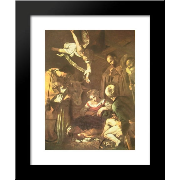 Nativity with St. Francis and St. Lawrence 20x24 Framed Art Print by Caravaggio