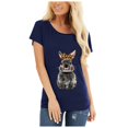 thumbnail image 2 of Blouse d'Été Grande Taille à Manches Courtes pour Femmes, T-shirt à Col Rond avec Imprimé Lapin, Blouse Décontractée Ample à Manches Courtes de Pâques, T-shirt à Col en V pour Femmes en Liquidation, 2 of 8