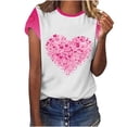 thumbnail image 2 of Fartey Pink Valentines Shirts for Women Cute Love Heart Graphic Tees Loose Fit Short Sleeve Crew Neck Casual Tops Plus Size Holiday Tshirts Pink 3XL, 2 of 5