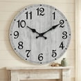 thumbnail image 5 of Wall Clock, Rustic Wall Clocks Battery Operated Silent Non Ticking, Country Round Wooden Clocks Farmhous Wall Decorative for Kitchen, Bathroom, Living Room (Gray 8 Inch), 5 of 6