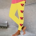 thumbnail image 2 of lcziwo Workout Leggings for Women Trendy Letter Graphic Print Compression Leggings Casual High Waisted Tummy Control Tight Yoga Pants Yellow XL, Back to School Sales, 2 of 7