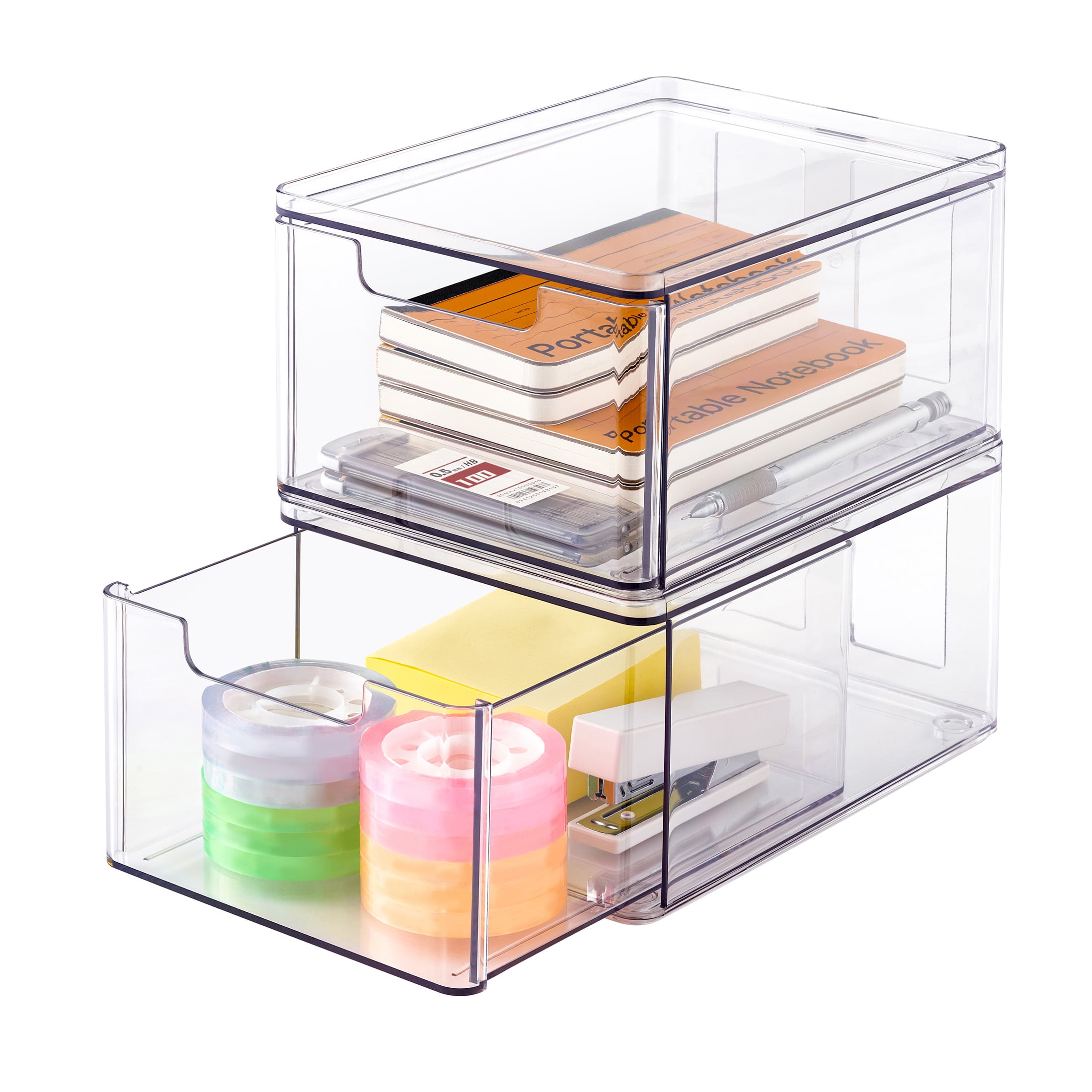Clear Stackable Storage Drawer by Simply Tidy - Waterproof & Dustproof Organizer with Non-Slip Base for Craft - Office & Home Supplies - 1 Pack