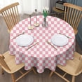 thumbnail image 3 of Pink and White Checkerboard Pattern Round Tablecloth 60"x60",Wrinkle Wipeable Table Cloth for Kitchen Dining Room Picnic Patio Party, 3 of 6