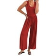 thumbnail image 2 of aidice Summer Womens Jumpsuits Casual U Neck Sleeveless Solid Color Loungewear Wide Leg Pants Rompers, 2 of 8