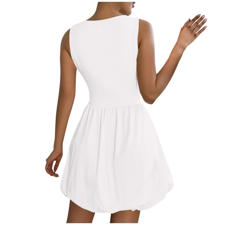 LNWUY Women Fashion Strapless Sleeveless Mini Dress Tube Top Bubble Skirt Short  Dress Off Shoulder Corset Top Balloon Dress White XL - Walmart.com