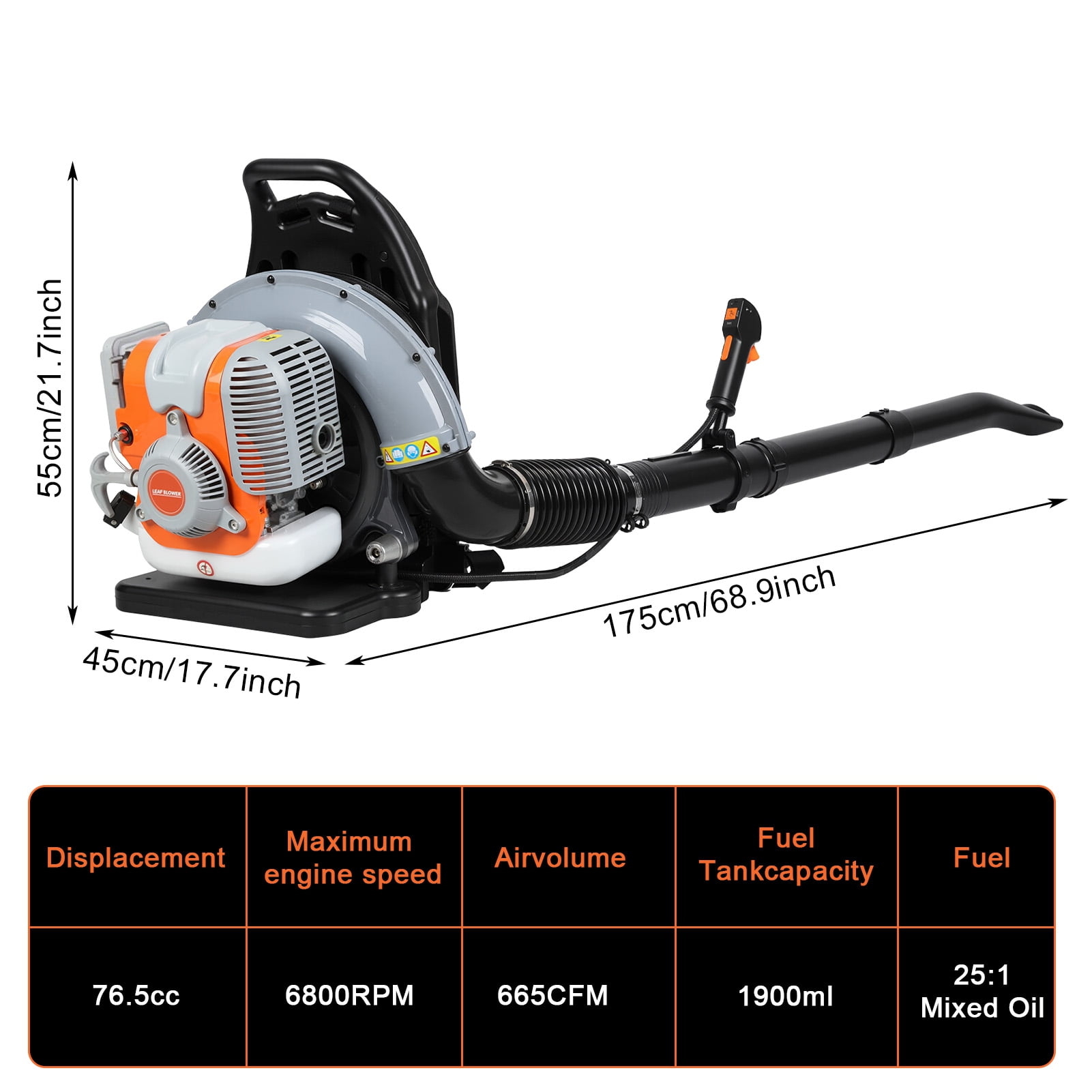 Arlohe 76.5cc 4-Cycle Backpack Leaf Blower,Commercial Grade,1.9L Fuel Tank,Professional Tool for Large Yards & All-Season Debris Removal