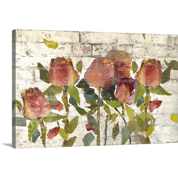 Great BIG Canvas | "Garden Stems on Brick I" Canvas Wall Art - 30x20
