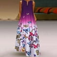 thumbnail image 2 of Fridja Womens Grande Taille Papillon Imprimé Quotidien Sans Manches Vintage Boho V Cou Maxi Robe, 2 of 9