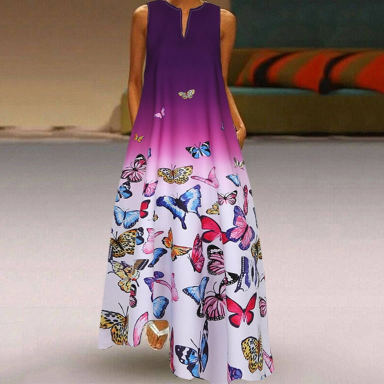 Plus size butterfly print dress best sale