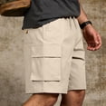 thumbnail image 5 of PIMSSY Men Shorts Outdoor Loose Fit Stretch Casual Pocket Workwear Beach Sports Shorts Solid Color Summer Male Breathable Bottoms, 5 of 9