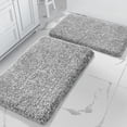 thumbnail image 1 of Set de alfombras de baño Yimobra Fluffy, gris claro y blanco, 60 x 43+80 x 50 cm, 1 of 7