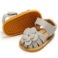 thumbnail image 6 of UTTOASFAY Toddler Shoes Toddler Infant Baby Girls Shoes Leather Sandals Summer Bowknot Flats Flower Shoes Gray 6-12Month, 6 of 6