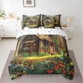 thumbnail image 2 of Manfei Rustic Cabin Bedding Comforter Set 7-Piece for Teens Adults,Jungle Flowers King Bedding Sets,Green Brown Ultra Soft Bed Sheets,Super Cozy Room Decor,Reversible, 2 of 8