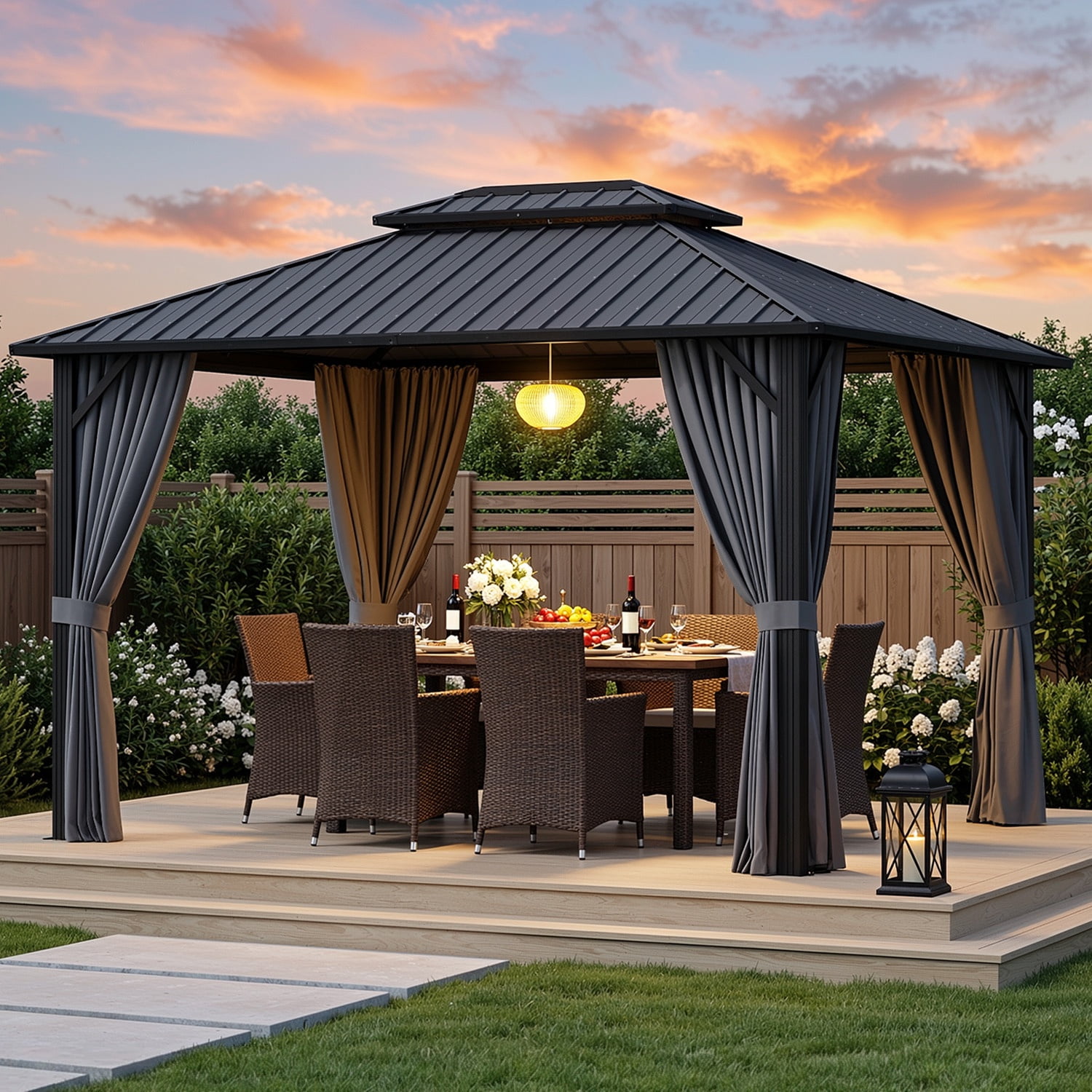 Howsvn 13 x 13 ft. Outdoor Spruce Wood Frame Octagon Gazebo