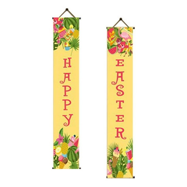 Bandera decorativa de bienvenida para puerta de entrada, bandera colgante de bienvenida, feliz Pascua Estilo A
