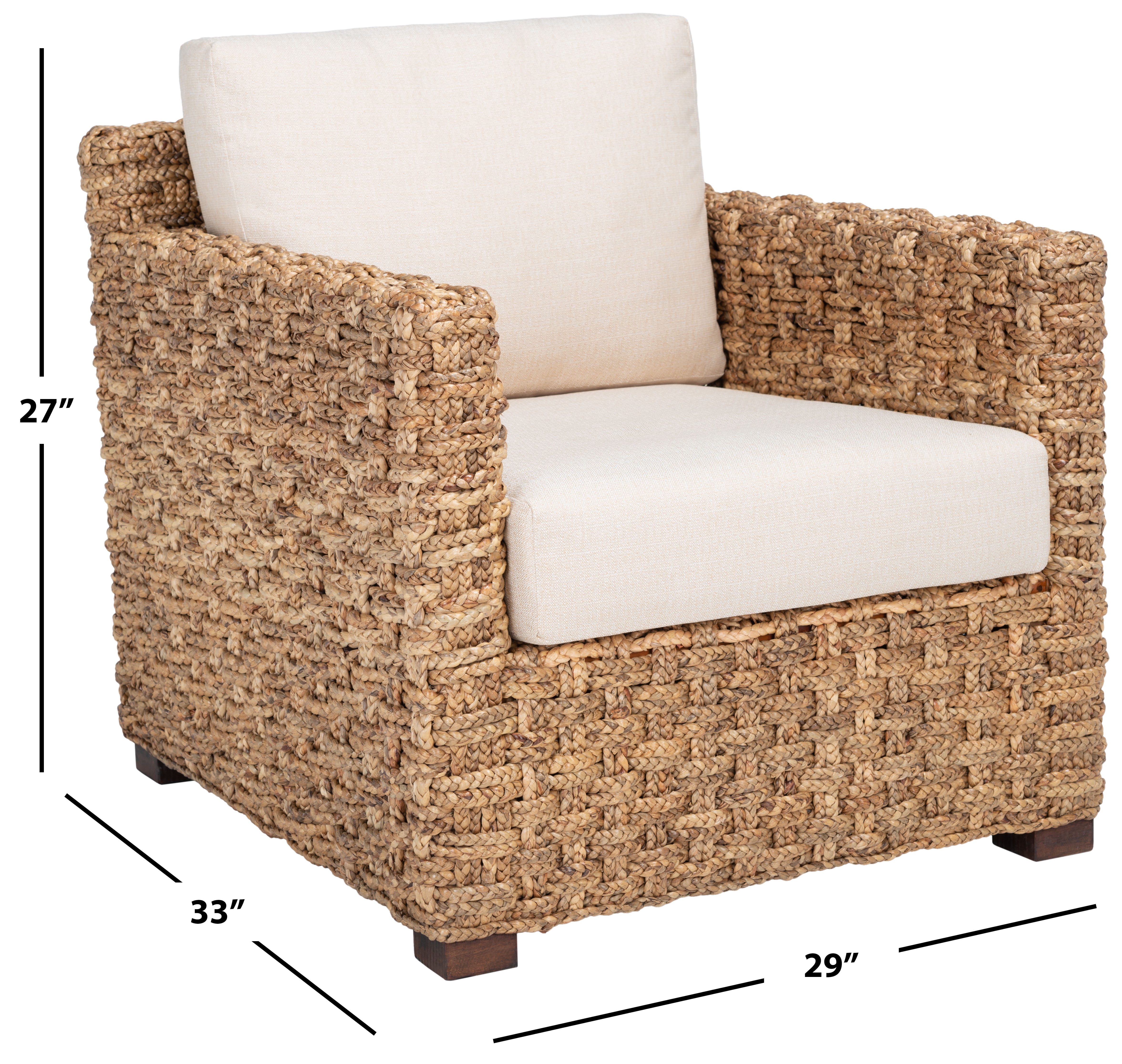 Safavieh Couture Gregory Water Hyacinth Mid-Century Accent Chair, Natural/Beige