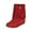 Red, variant on Fesfesfes Women Ankle Snow Boots Retro Tassels Shoes Casual Fashion Solid Color Frosted Suede Flat Inner Height Boots 42(US:9)