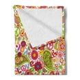 thumbnail image 2 of 70s Party Soft Flannel Fleece Throw Blanket, Hippie Childish Composition of Mushrooms Poppies Peace Fun Work of Art, Cozy Plush for Indoor and Outdoor Use, 70" x 90", Multicolor, by Ambesonne, 2 of 5