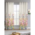 thumbnail image 2 of Pink Flowers Sheer Curtains 84 Inch Length 2 Panels Set for Living Room/Bedroom, Spring Floral Daisy Vintage Pastoral Botanical Kitchen Curtains Grommet Curtains Window Treatments 52"x84"x2, 2 of 7