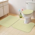 thumbnail image 2 of Yellow Striped Bath Mat 3 Piece Bathroom Rug Set, Modern Simple Farmhouse Beige Vintage Non Slip Bath Rug Contour Mat and Toilet Lid Cover, Absorbent Shower Mats Soft Bath Rugs and Mats Sets, 2 of 8