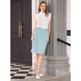 thumbnail image 3 of DARING DIVA Women's High Waist Formal Knee Length Pencil Skirts Large Light Blue, 3 of 7