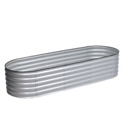 BPS 6-in-1 Modular Galvanized Metal Raised Garden Bed Kit, 5.5'x4' Outdoor Planter Box for Vegetables, Herbs & Flowers, Silver