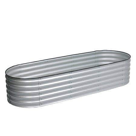 BPS 6-in-1 Modular Galvanized Metal Raised Garden Bed Kit, 5.5'x4' Outdoor Planter Box for Vegetables, Herbs & Flowers, Silver