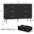 thumbnail image 2 of FANRAL 6 Drawers Dresser for Bedroom,Wood Modern Chest of Drawers with LED Light,Metal Support Feet,Black Dresser, 2 of 7