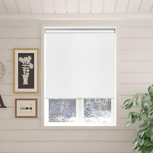 LUCKUP Cordless Blackout Roller Shades Window Blinds for Home Kitchen Bathroom Bedrooms 26" W x 72" H(Stripped White)