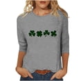 thumbnail image 2 of St. Patrick's Day Shirt for Women Four Green Clovers Graphic T-Shirt 3/4 Sleeve Crewneck Casual Loose Fit Festival Apparel Gift, 2 of 4