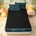 thumbnail image 4 of Homewish Damask Tree Of Life Zipper Twin Comforter Sets with Fitted Sheet and 2 Pillowcases,Bohemian Exotic Style Zipper Bedding Set,Black Teal,Black Reversible,4pcs, 4 of 8
