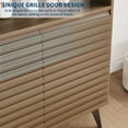 thumbnail image 4 of Armoire de Rangement Cannelée, Buffet Bahut avec Rangement et Tablettes Ajustables pour Salon, Cuisine, Entrée, Brun Noix, 4 of 7