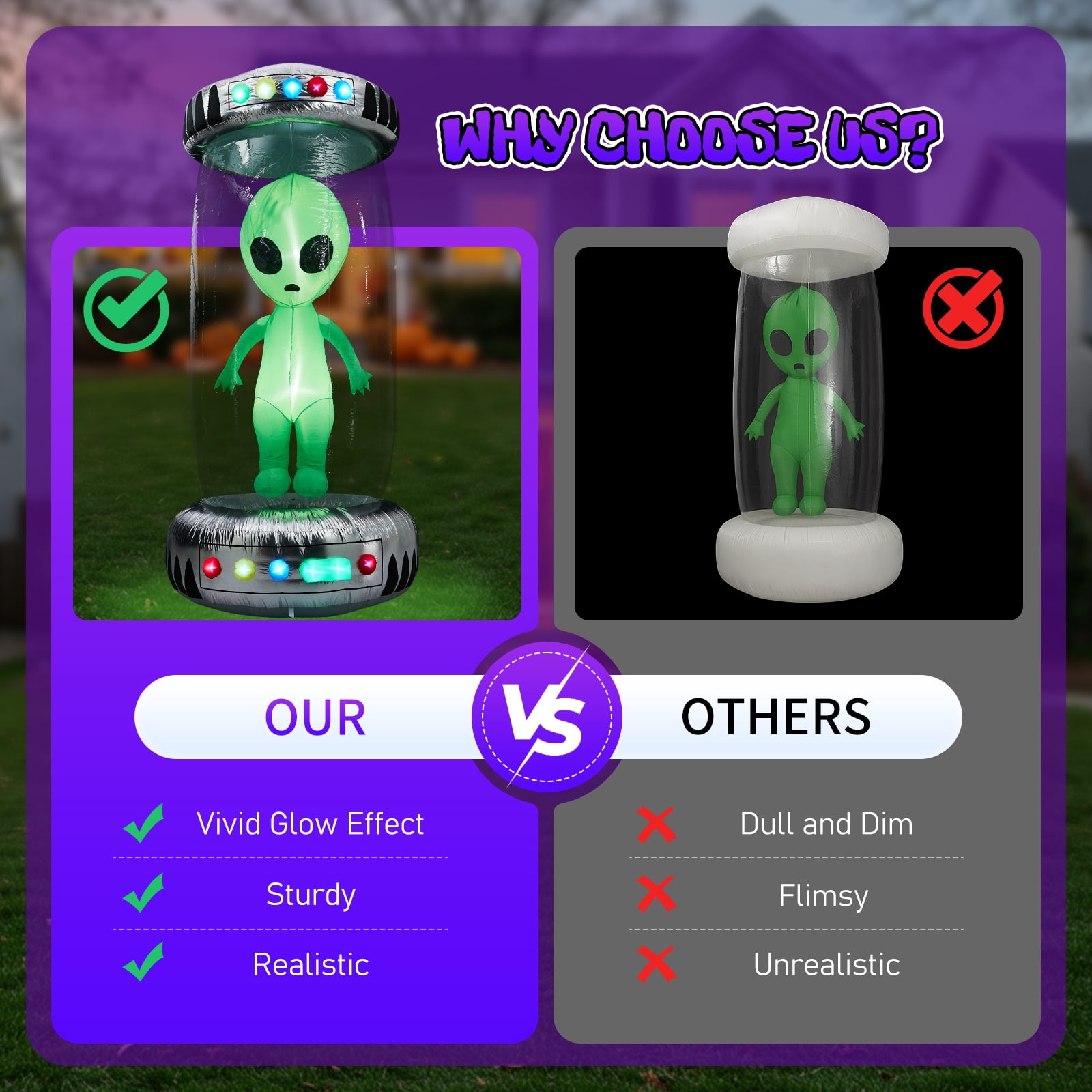 8.2FT Tall Halloween Inflatable Outdoor Decoration, Blow Up UFO with Alien Halloween Decor with Animated RGB LEDs, Prelit Blow Up Yard Decor for Halloween Holiday Party Outdoor Garden Yard Lawn Decor