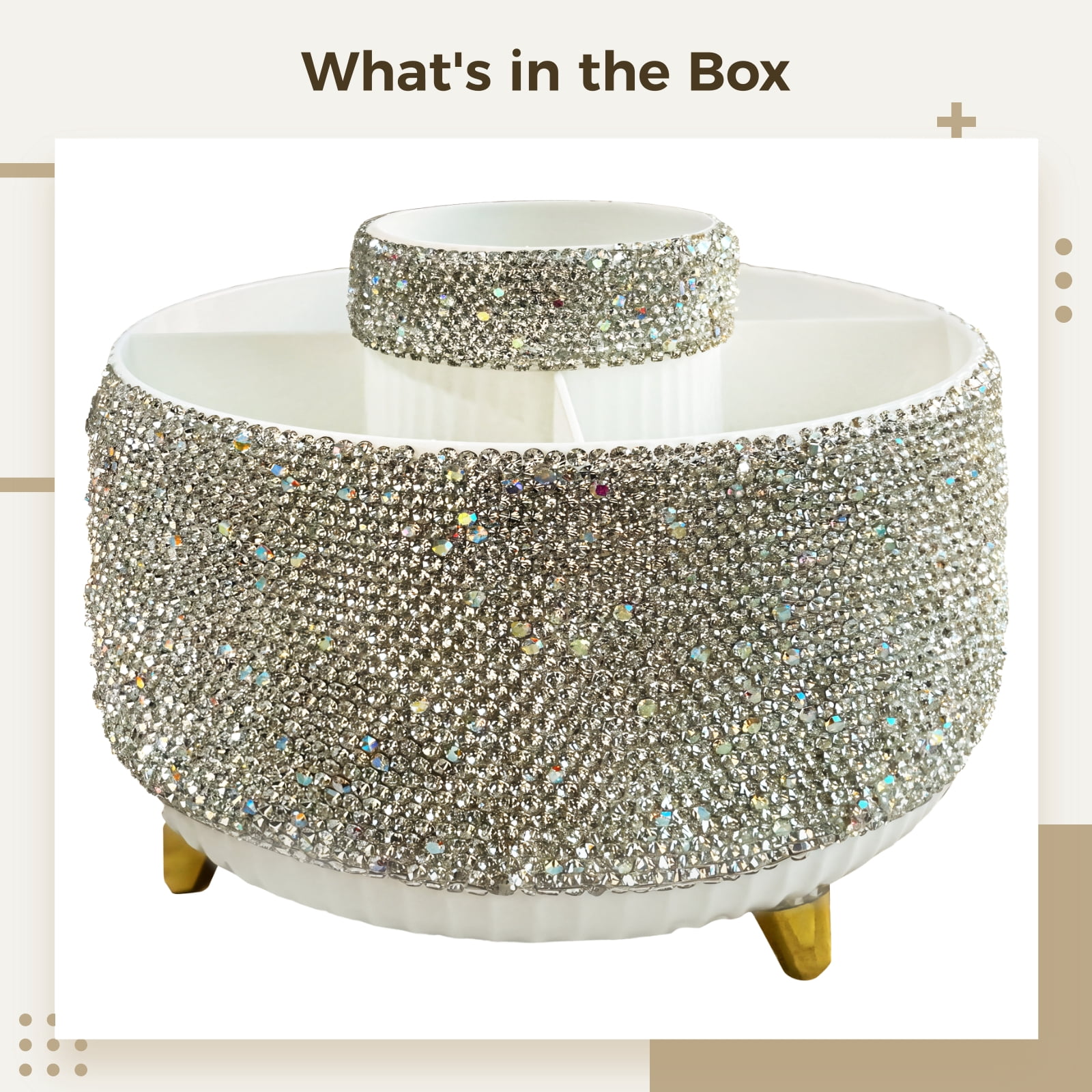 White Bling Office Accessories Organizer, 6 in Desk Accessories Holder for Women Office Organized Workspace