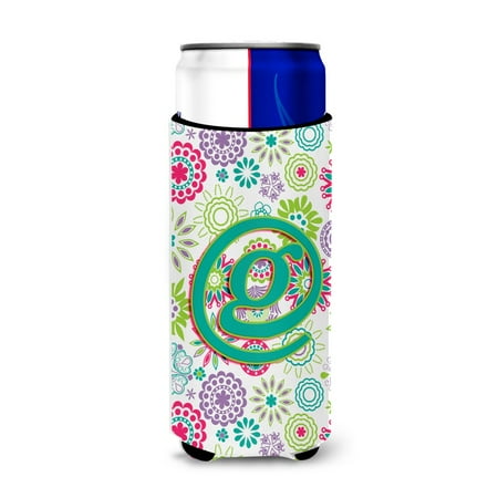 

Carolines Treasures CJ2011-GMUK Letter G Flowers Pink Teal Green Initial Ultra Beverage Insulators for slim cans Slim