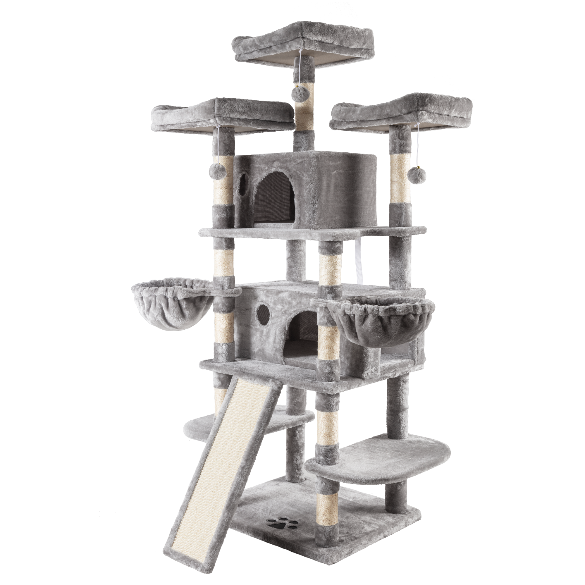 Amolife 68" X-Large Cat Tree with Scratching Board and Posts, Gray photo 7